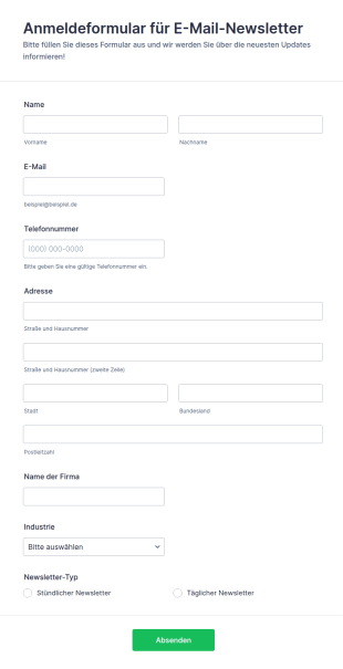 Anmeldeformular Für Den Coronavirus Newsletter