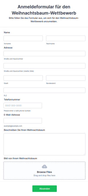 Anmeldeformular Für Den Weihnachtsbaum Wettbewerb