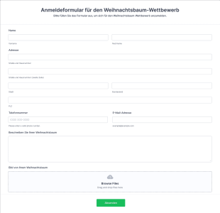 Anmeldeformular Für Den Weihnachtsbaum Wettbewerb Form Template