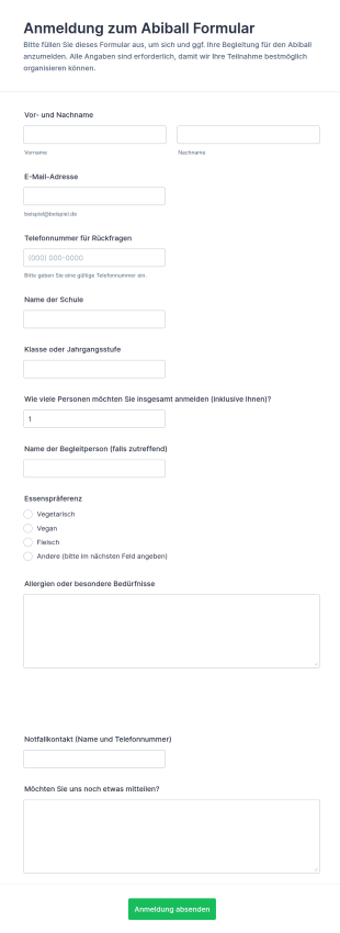 Anmeldeformular Für Die Veranstaltung