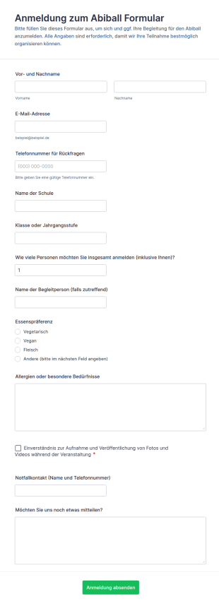 Anmeldeformular Für Die Veranstaltung