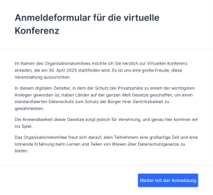 Anmeldeformular Für Die Virtuelle Konferenz Form Template