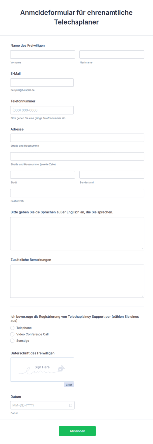 Anmeldeformular Für Ehrenamtliche Telechaplaner