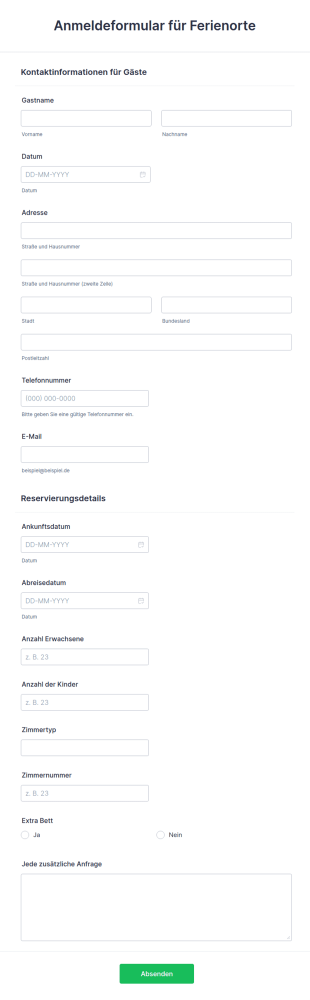 Anmeldeformular Für Ferienorte