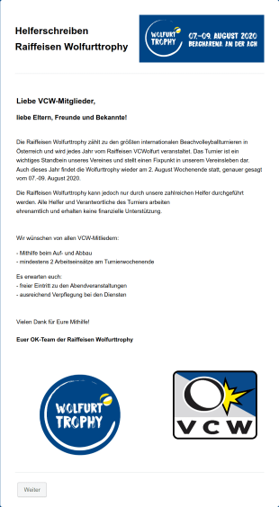 Anmeldeformular Für Freiwillige Tournament Helfer