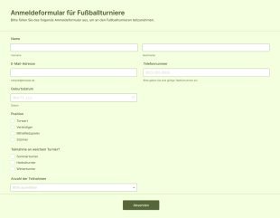 Anmeldeformular Für Fußballturniere