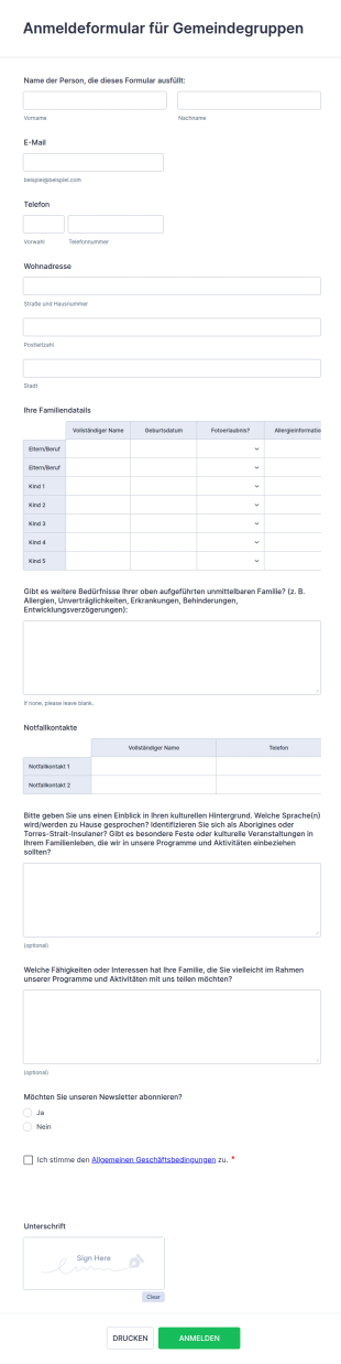 Anmeldeformular Für Gemeindegruppen