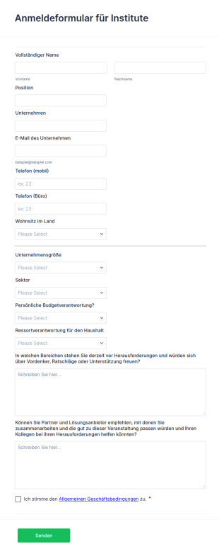 Anmeldeformular Für Institute
