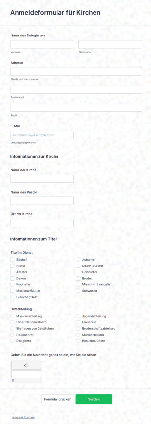 Anmeldeformular Für Kirchen