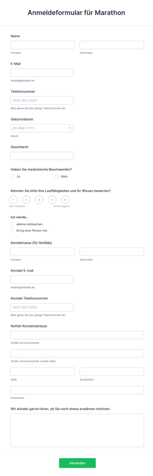 Anmeldeformular Für Marathon
