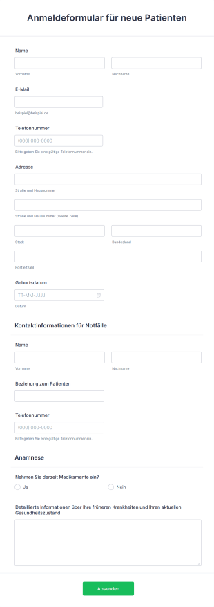 Anmeldeformular Für Neue Patienten Form Template
