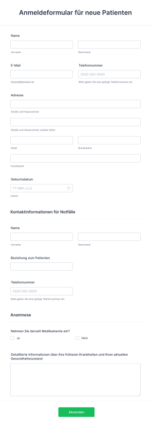 Anmeldeformular Für Neue Patienten Form Template