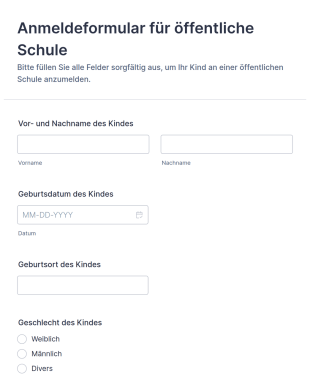 Anmeldeformular Für öffentliche Schule