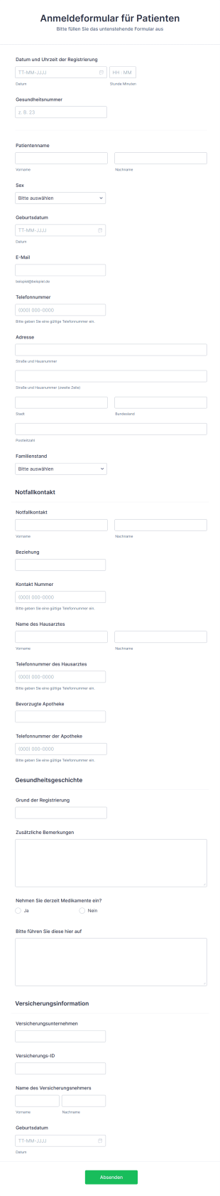 Anmeldeformular Für Patienten