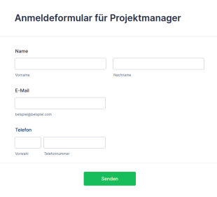 Anmeldeformular Für Projektmanager