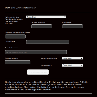 Anmeldeformular Für Tanzwettbewerbe