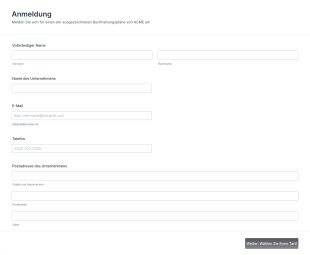 Anmeldeformular Für Unternehmen Form Template