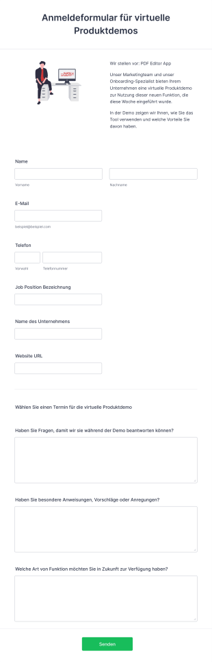 Anmeldeformular Für Virtuelle Produktdemos Form Template
