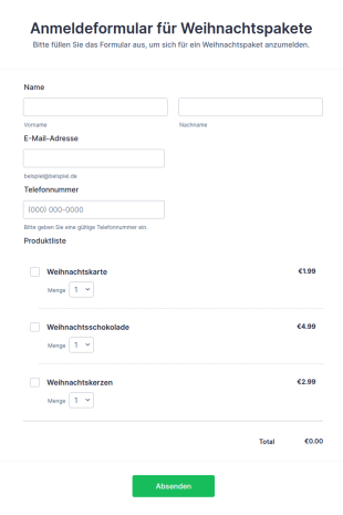 Anmeldeformular Für Weihnachtspakete