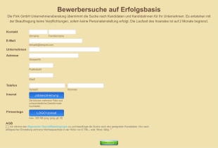 Anmeldeformular Unternehmen Bewerberrecruiting Auf Erfolgsbasis Form Template