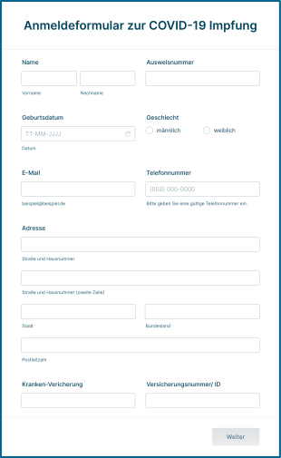 Anmeldeformular Zur COVID 19 Impfung Form Template