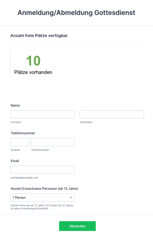AnmeldungAbmeldung Gottesdienst