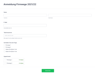 Anmeldung Firmwege 2021/22 Form Template