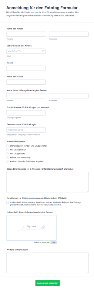 Anmeldung Für Den Fototag Formular