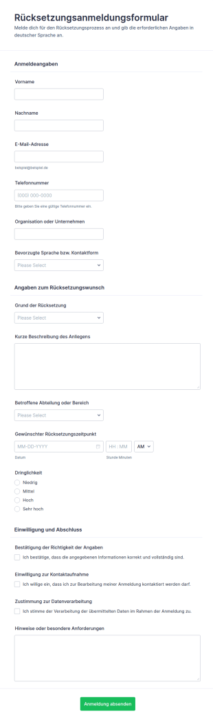 Anmeldung Für Den Power Reset