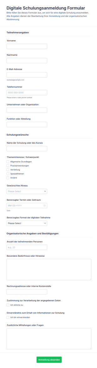 Anmeldung Für Digitale Schulungen