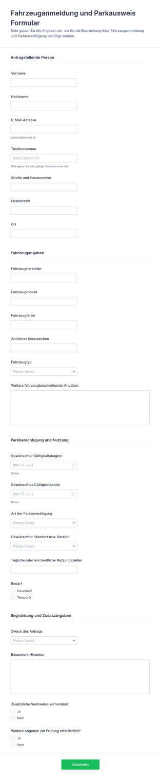 Anmeldung Für Parkausweis