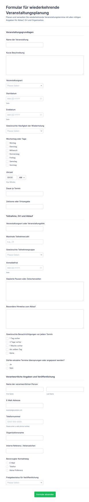 Anmeldung Für Wiederkehrende Termine