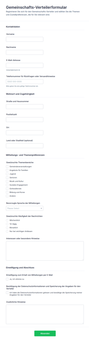 Anmeldung Zum Community Newsletter