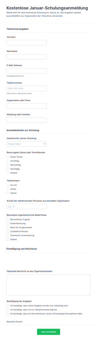 Anmeldung Zum Januar Training