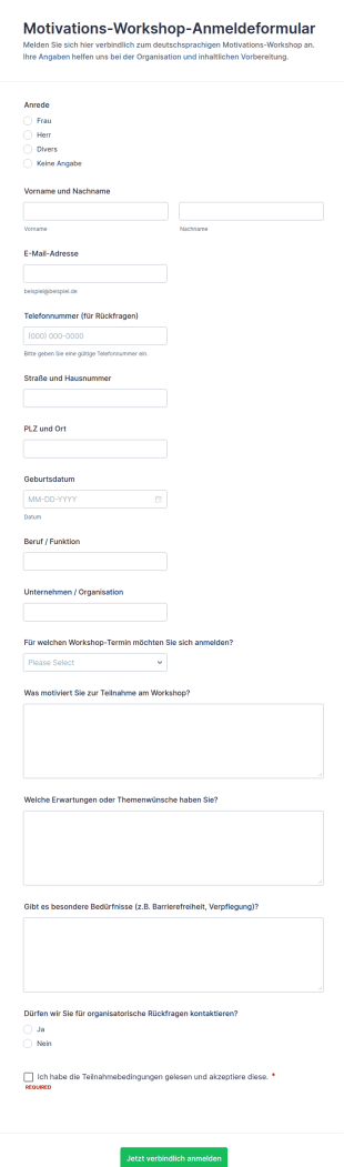 Anmeldung Zum Motivationstraining