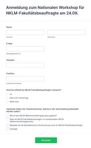 Anmeldung Zum Nationalen Workshop Für NKLM Fakultätsbeauftragte Am 24.09.