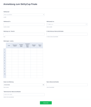 Anmeldung Zum SkittyCup Finale Form Template