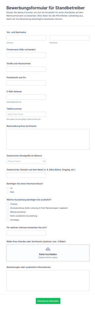 Anmeldung Zum Weihnachtsmarkt Standplatz