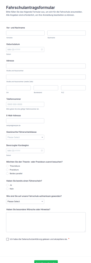 Anmeldung Zur Fahrschule