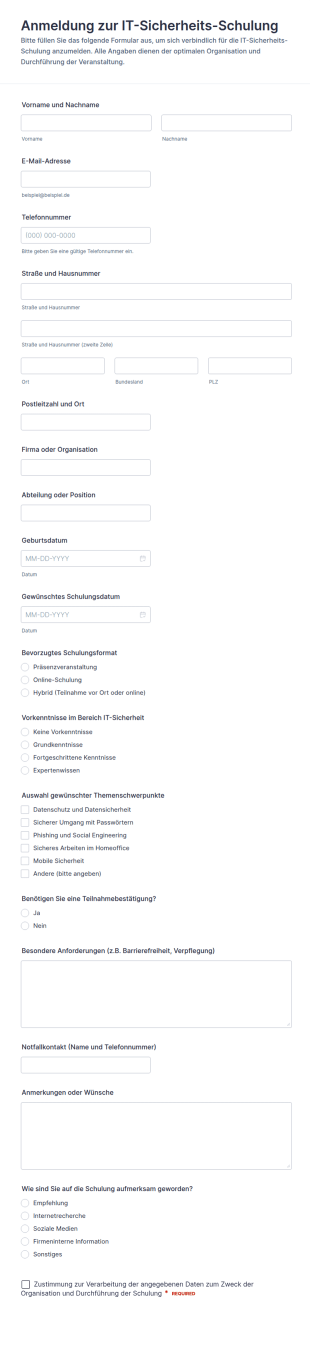 Anmeldung Zur IT Sicherheitsschulung