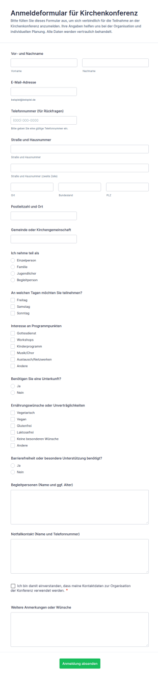 Anmeldung Zur Kirchenkonferenz Form