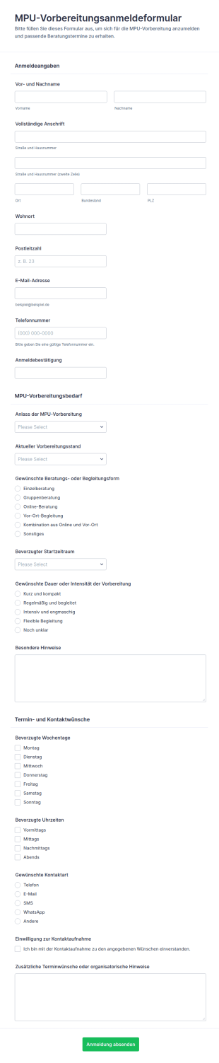 Anmeldung Zur MPU Vorbereitung