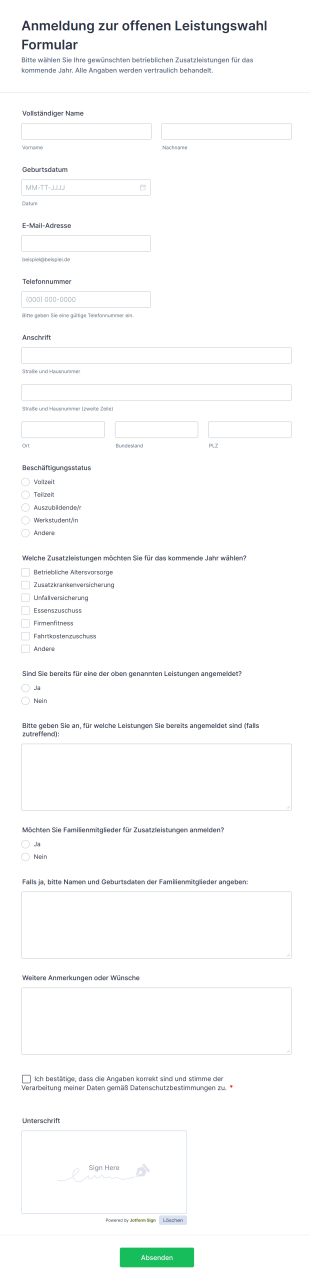 Anmeldung Zur Offenen Leistungswahl Formular
