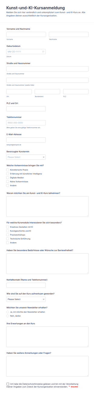 Anmeldungskurs Für Kunst Und KI