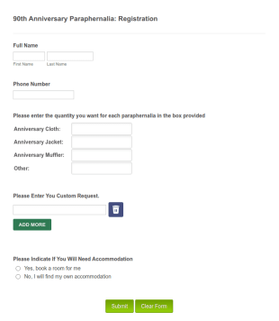 Anniversary Event Registration Form Template