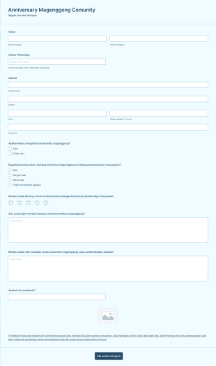 Anniversary Magenggong Comunity Form Template