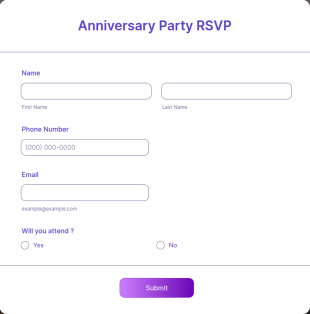 Anniversary Party RSVP Form Template