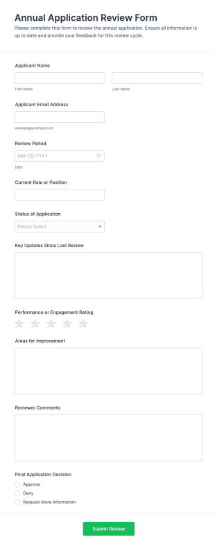 Annual Application Review Form Template