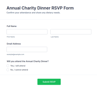 Annual Charity Dinner RSVP Form Template