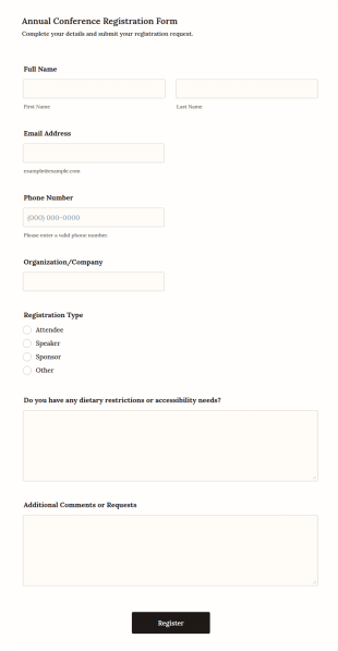 Annual Conference Registration Form Template